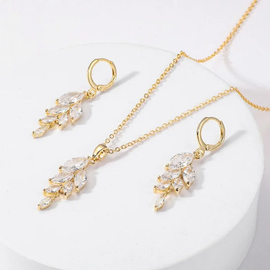 14K Gold plated Earrings & Necklace Set