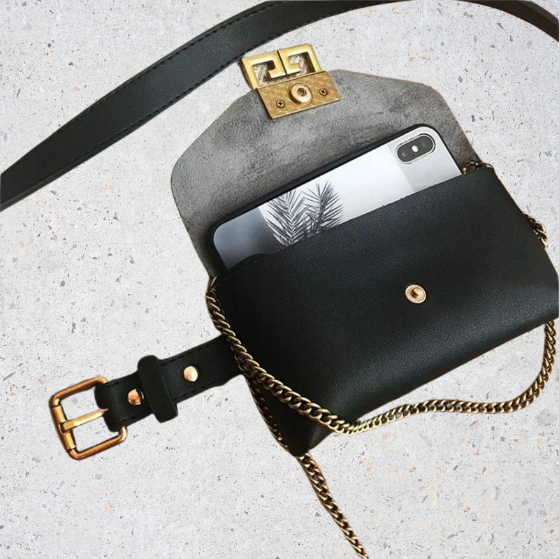 PU leather Waist Bag with Metal Chain