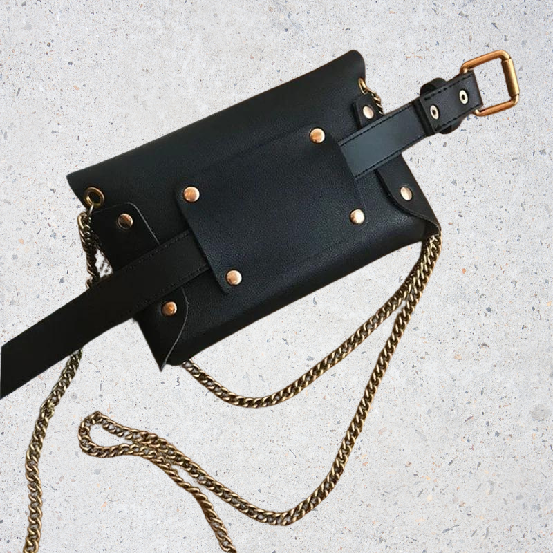 PU leather Waist Bag with Metal Chain