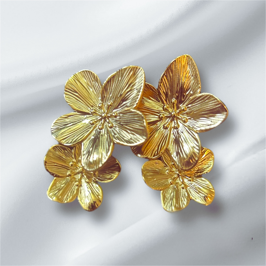 Vintage Stainless Steel Drop Earrings flower